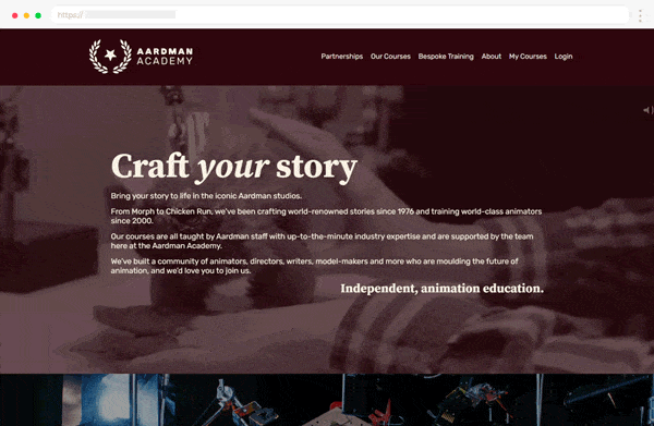 animation academy kajabi website example
